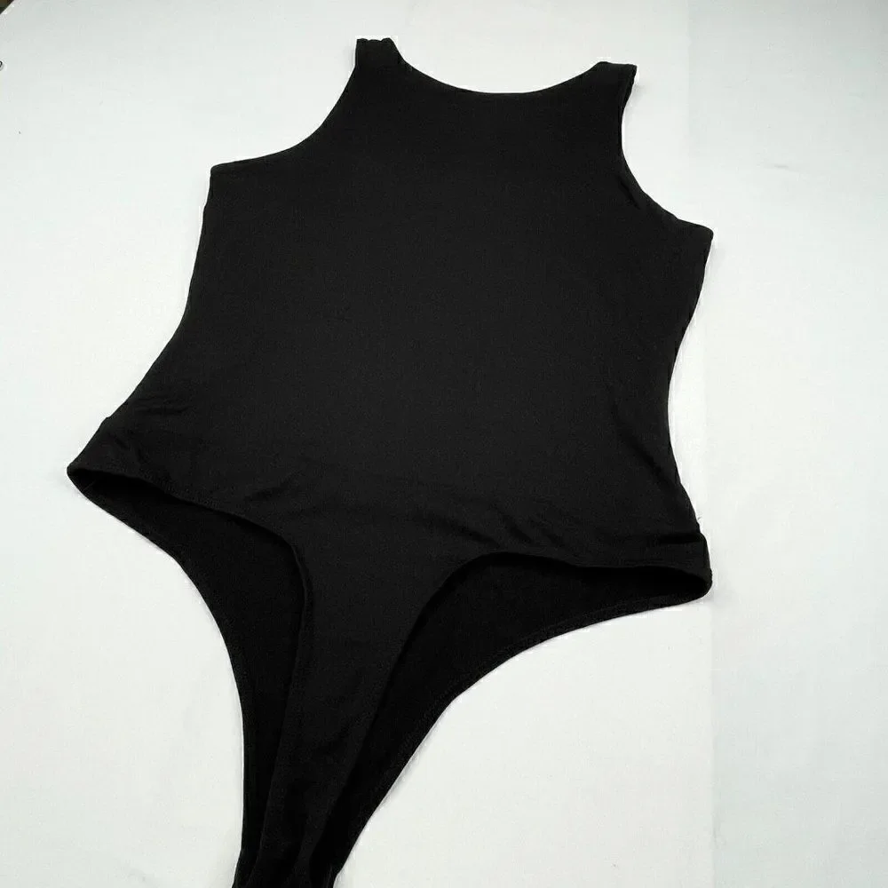 VICI Black Soft Stretch Thong Bodysuit Large